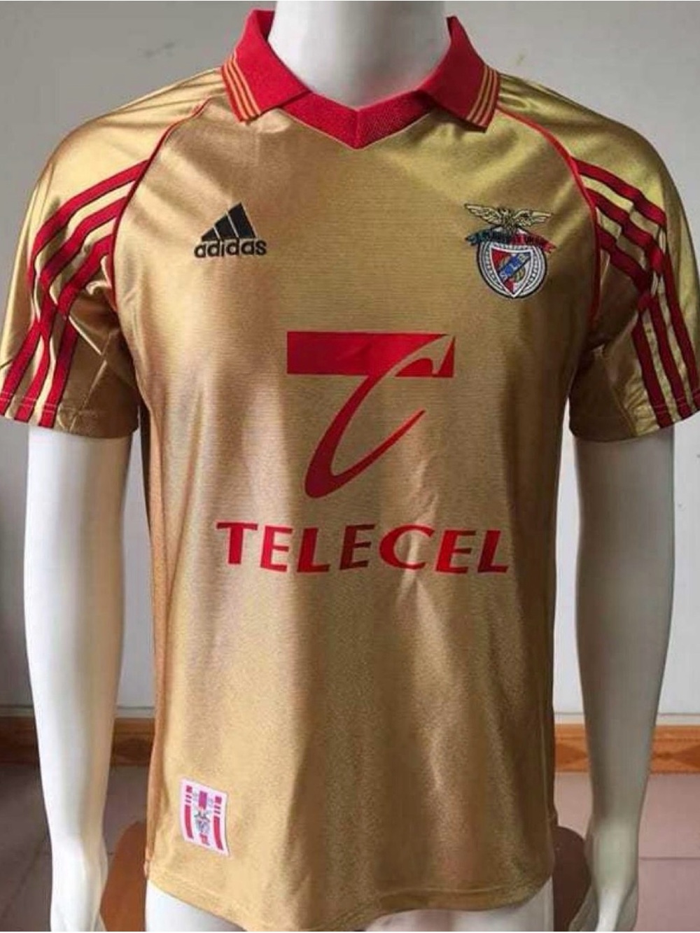 adidas Men’s Gold Jersey with Red Accents Benfica Telecel